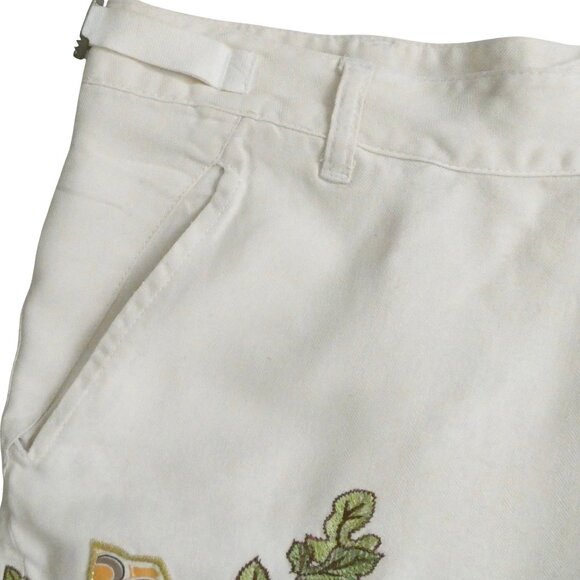 DA-NANG Fan embroidered cropped silk twill pants sz L wide leg y2k - Picture 3 of 9